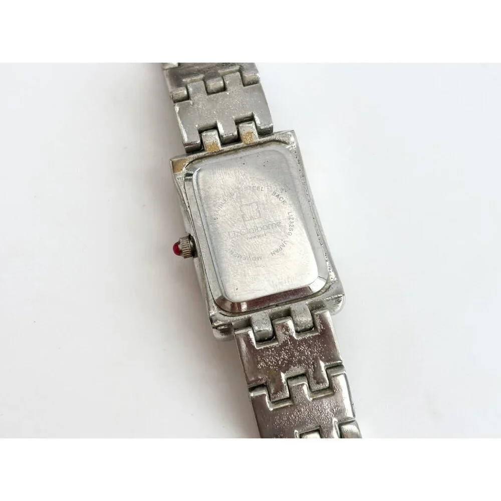 Liz Clairborne Silver T LIZ32SG Rhinestone Vintage Wristwatch - 22mm - WORKS!